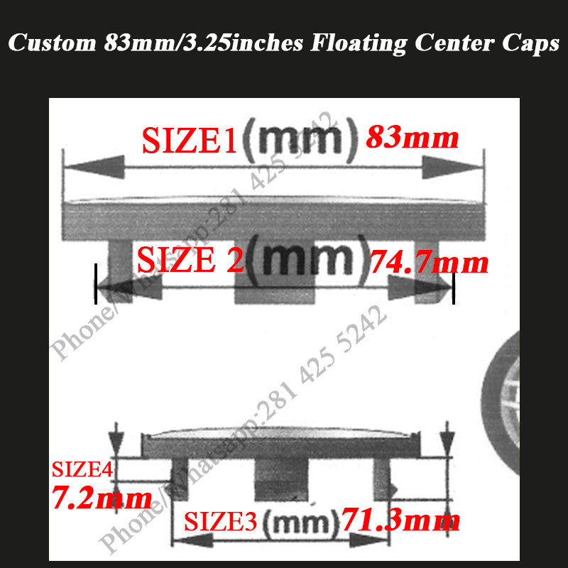 83mm Floating Center Caps for Stock Wheels or Aftermarket Wheels
