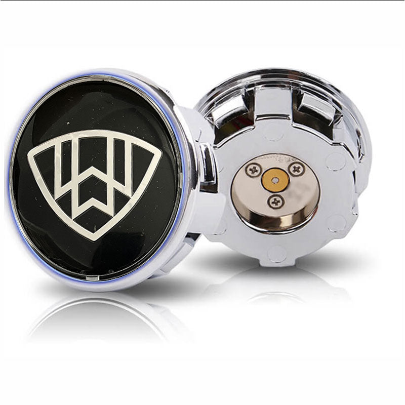 Custom Maybach Floating Center Caps (Black W/ Silver Emblem)