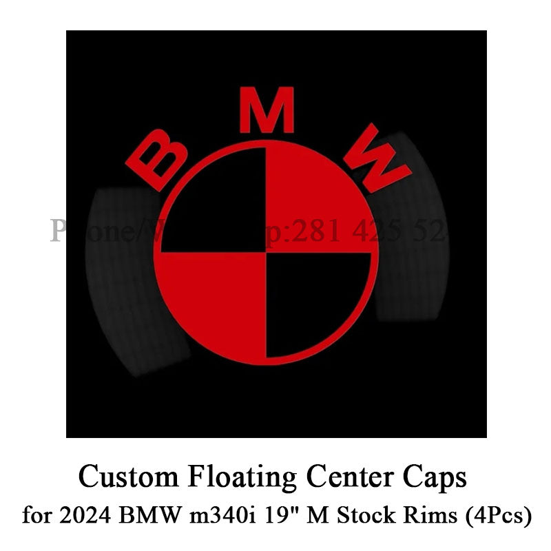 Custom BMW floating center caps for 2024 BMW m340i 19" M Stock Rims (4Pcs)