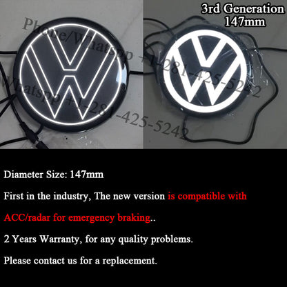 Dynamic VW Led Emblem Light 147mm for Passat (2012-2015) Tiguan (2012-2017) CC(2012-2017)