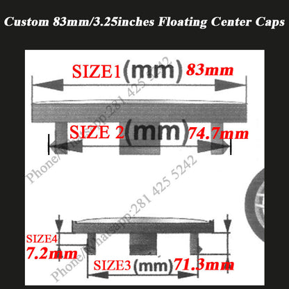 83mm Floating Center Caps for Stock Wheels or Aftermarket Wheels