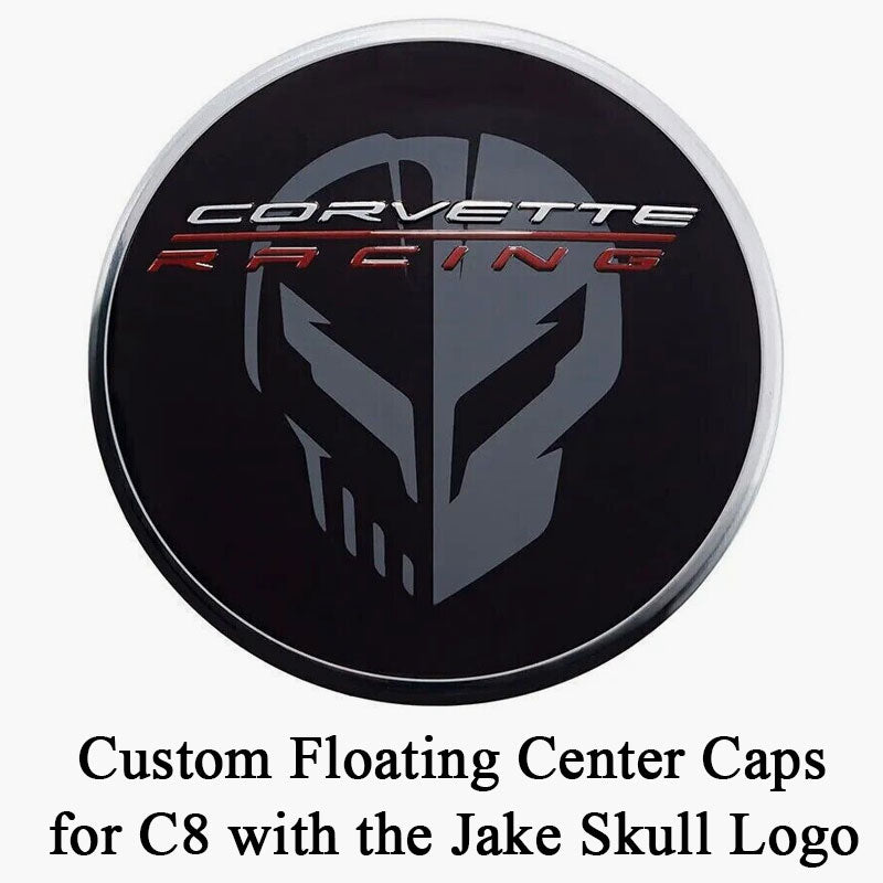 Custom Floating Center Cap For Corvette C8 With The Jake Skull Logo Custom floating center cap for corvette c8 with the jake skull logo