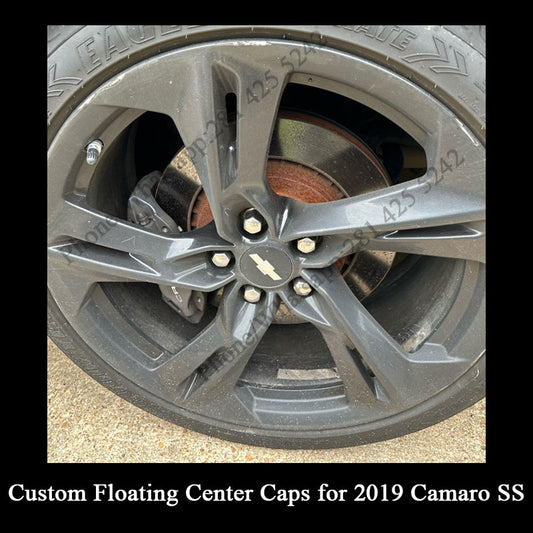 Custom Floating Center Caps for 2019 Camaro SS（Black with Red Logo）