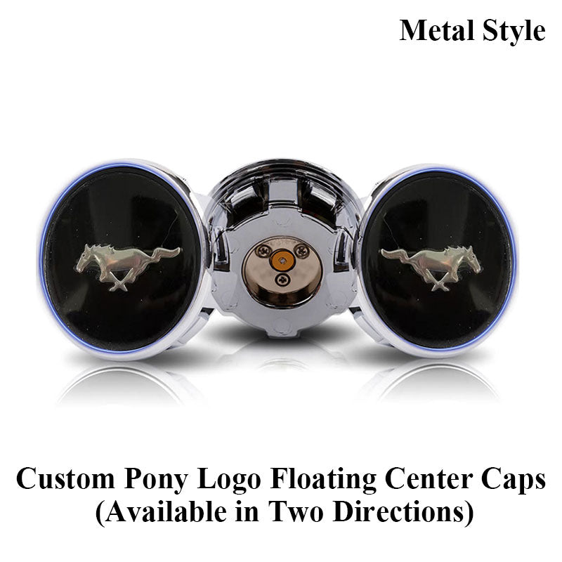 Custom 54mm Mustang Floating Center Caps for Stock Rims (Metal Style)