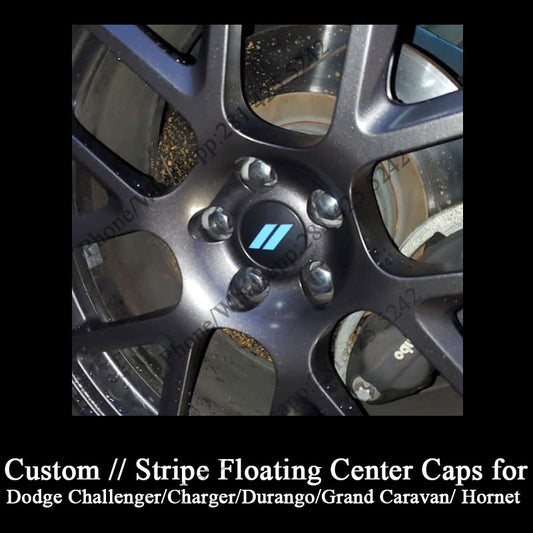 Custom // Stripe Floating Center Caps for Dodge Challenger/Charger/Durango/Grand Caravan/ Hornet