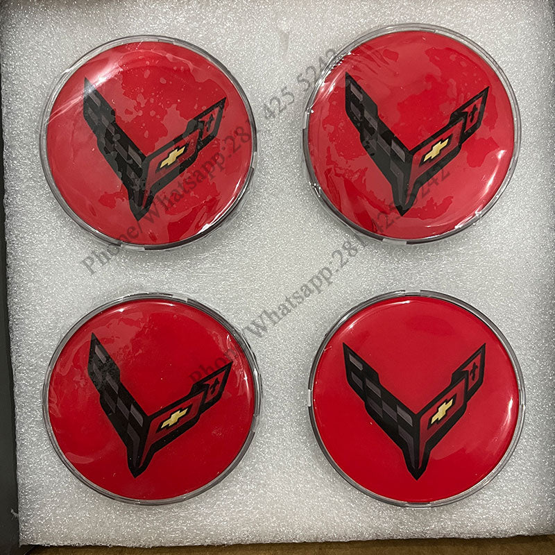 Cadillac Floating Center Caps – 4-Pack, 66mm, Luminous 7-Color Silver