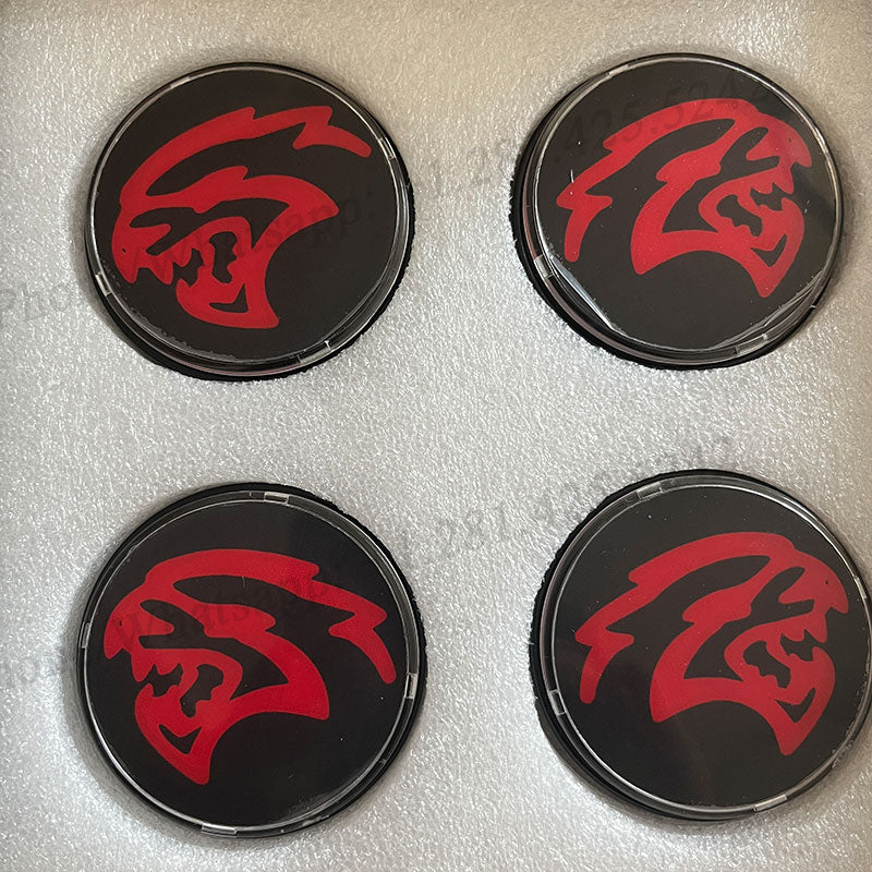 Custom Dodge Hellcat Emblem Floating Center Caps for Stock Wheel or Aftermarket Wheels