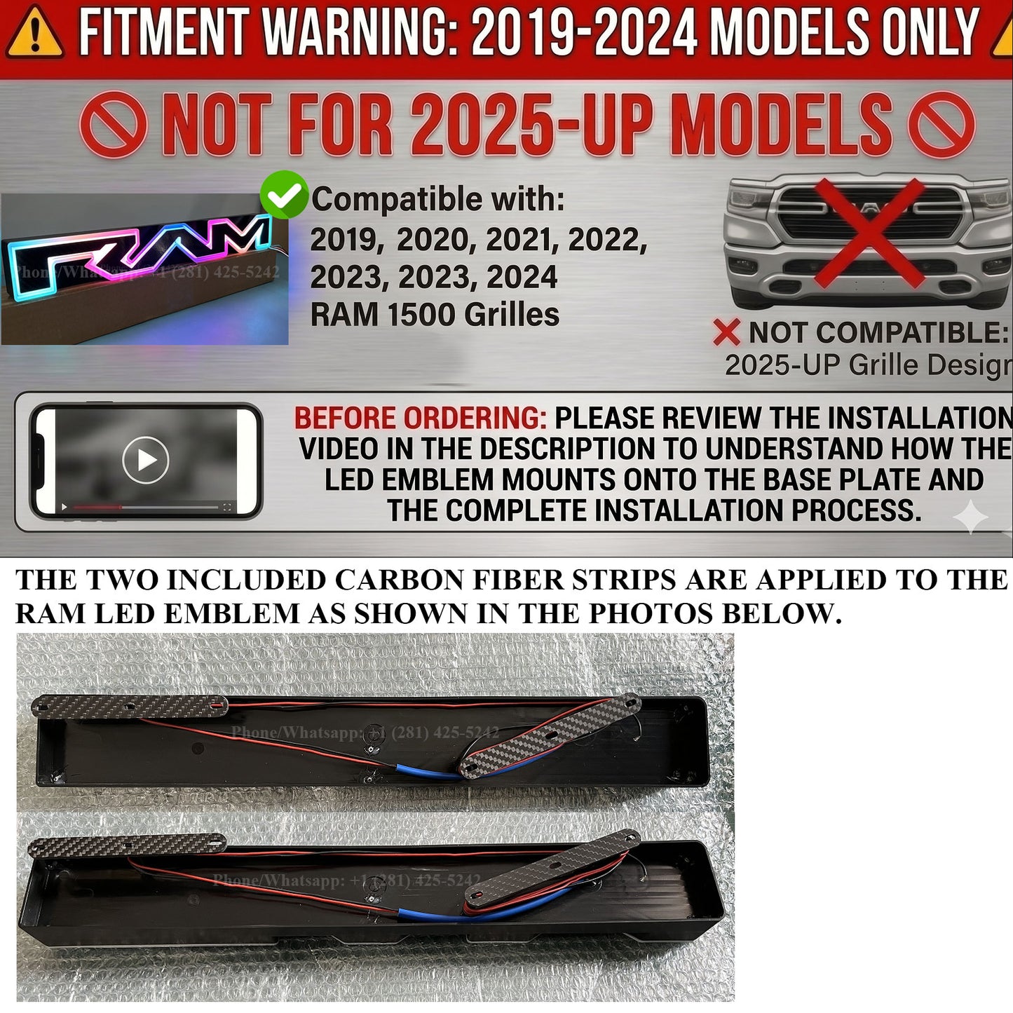 White Led Lighted Letters for Ram 1500 (2019-2024)