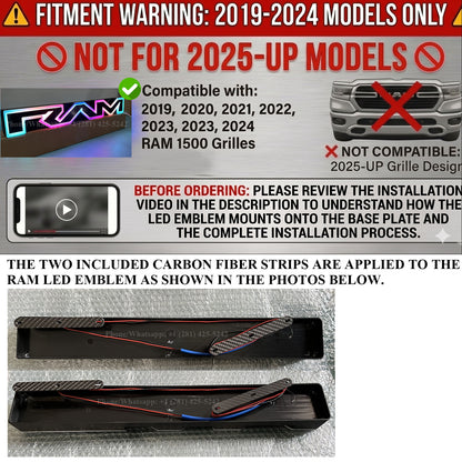 White Led Lighted Letters for Ram 1500 (2019-2024)