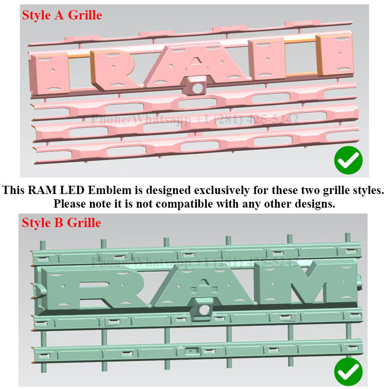 Light up Ram Grill Letters | Dynamic White Led Light and RGB Style ...