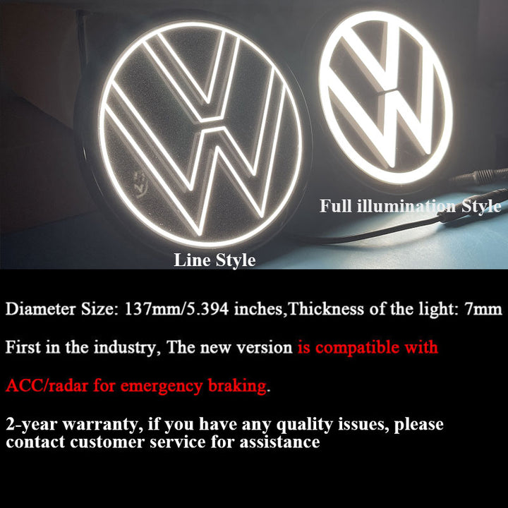 Dynamic VW Light up Emblem | Compatible with ACC/radar for emergency ...